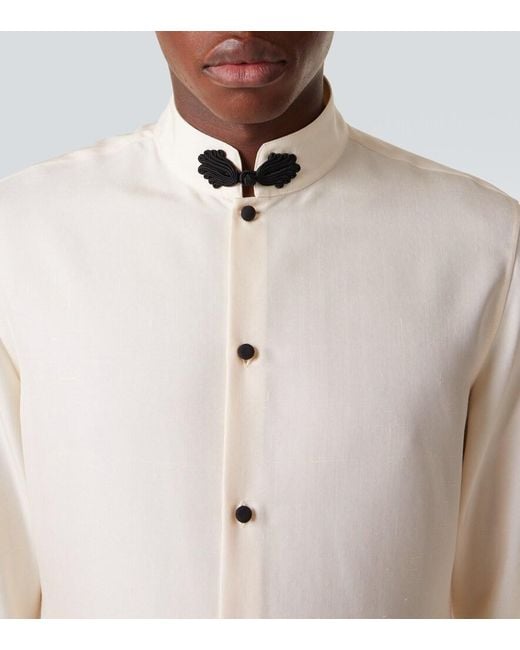 Valentino White Silk Shantung Shirt for men