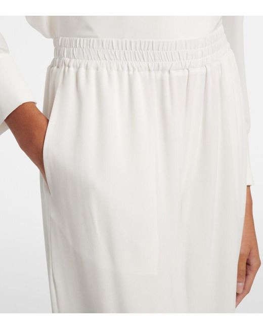 Oscar de la Renta White Mid-Rise Silk Straight Pants