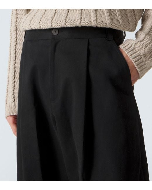 Studio Nicholson Black Sorte Cotton Twill Barrel-Leg Pants for men