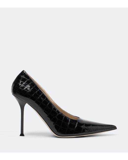 Christen Black Helix Snake-Effect Leather Pumps