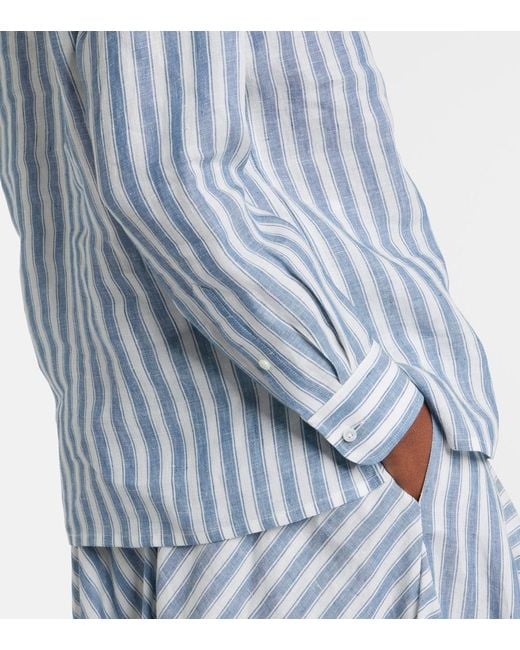 Ralph Lauren Blue Capri Striped Linen Shirt