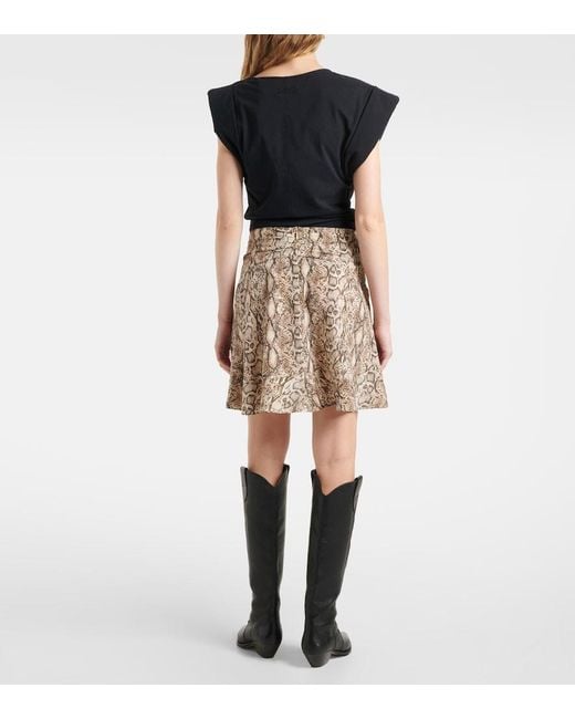 Isabel Marant Natural Ozany Snake-Print Silk-Blend Miniskirt
