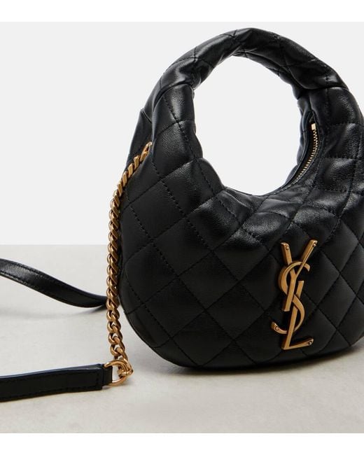 Saint Laurent Black Icarino Mini Leather Top-Handle Bag