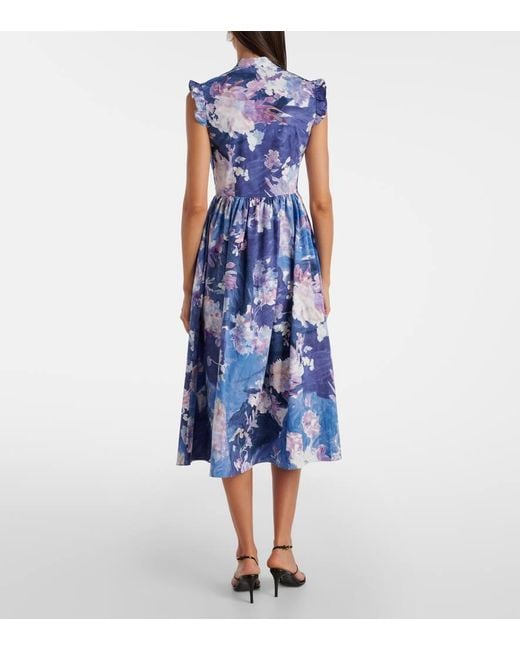 Abito Midi Con Stampa Floreale di Erdem in Blue