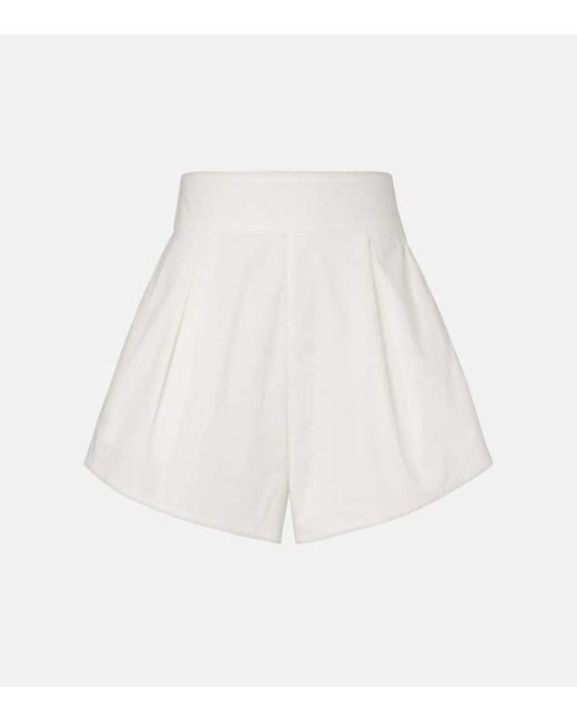 Adriana Degreas White Solid Pleated Cotton Shorts