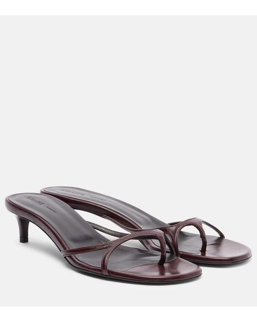 Khaite Gray Mila 35 Leather Mules