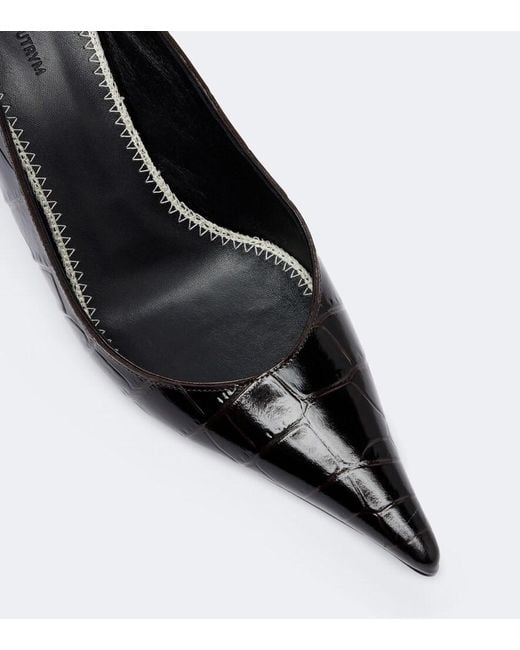 Magda Butrym Black Croc-Effect Leather Slingbacks