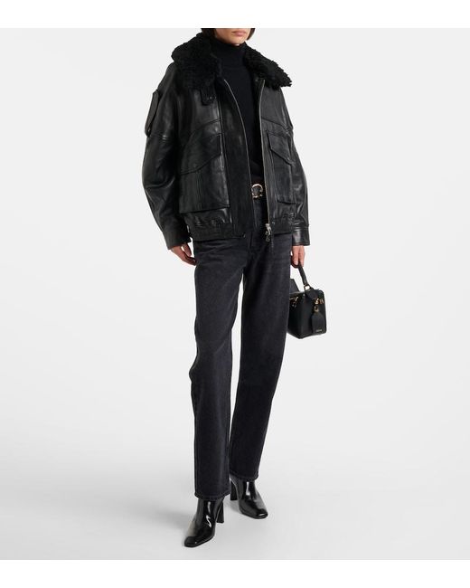 Agolde Black Avril Oversized Leather Jacket