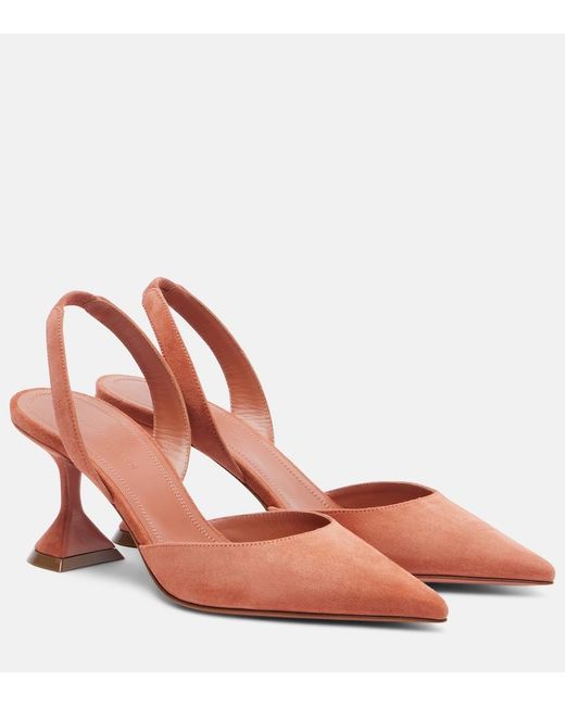 AMINA MUADDI Pink Holli Suede Slingback Pumps