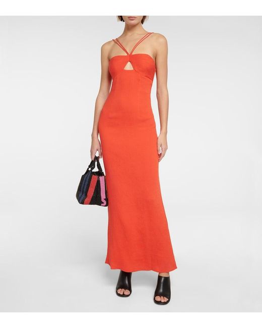 Staud Red Gianna Halter Maxi Dress