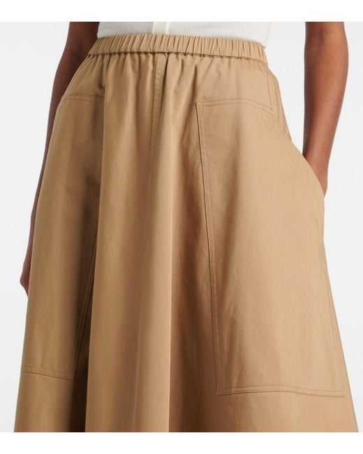 Vince Natural Cotton-Blend Midi Skirt