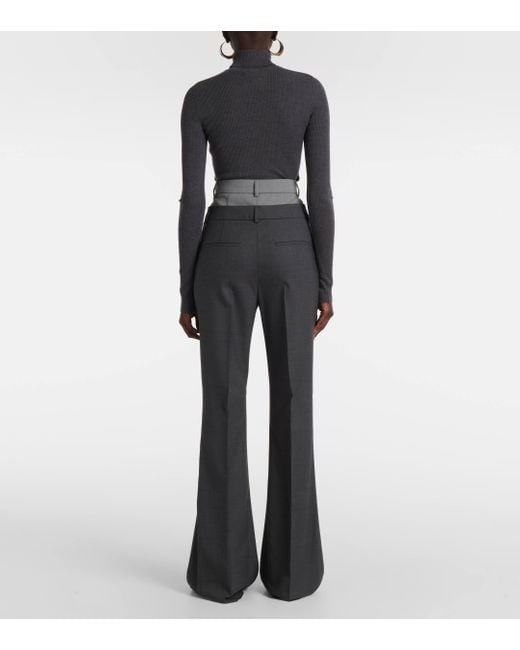 Sportmax Blue Lince Wool Flared Pants