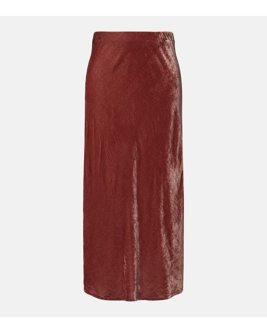 Velvet Red Midirock Felicity Aus Samt