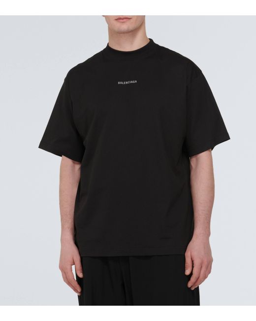 Balenciaga Black Logo Cotton Jersey T-shirt for men