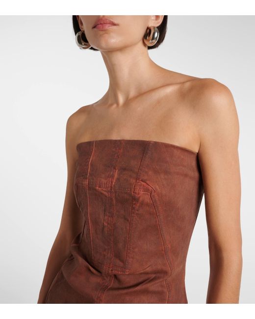 Rick Owens Brown Drkshdw Denim Bustier Dress