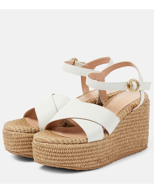 Gianvito Rossi Metallic Suede Wedge Sandals