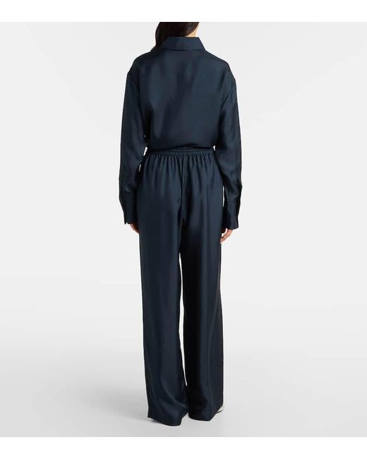 Rohe Blue Hose Mit Weitem Bein Aus Seide
