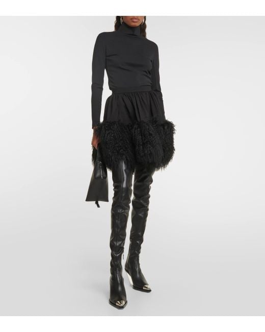 David Koma Black Faux Leather Over-the-knee Boots