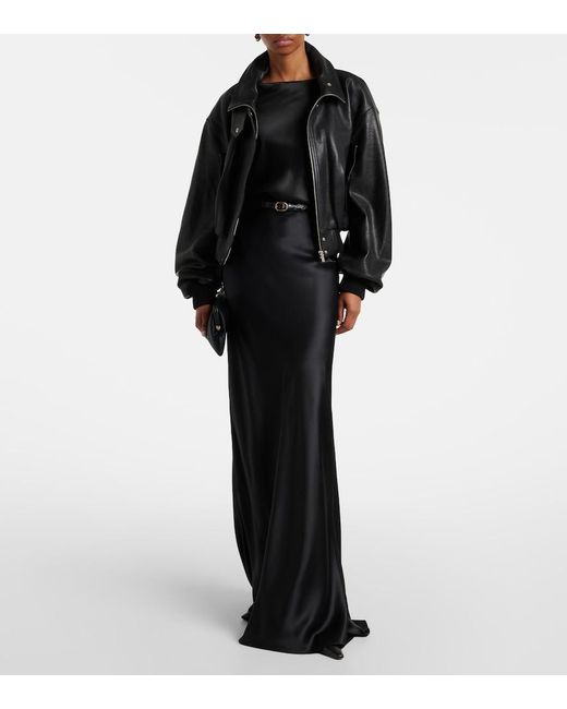 Nour Hammour Black Briar Leather Bomber Jacket