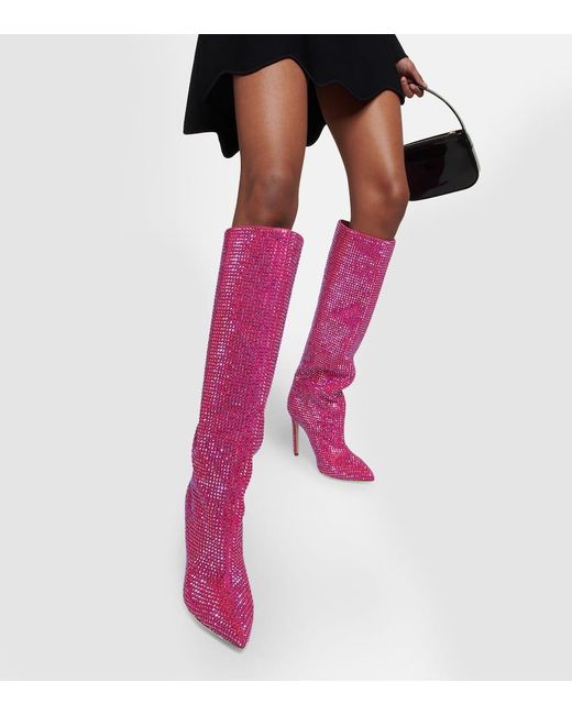 Paris Texas Pink Stiefel Holly mit Kristallen