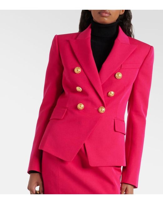 Minifalda de lana virgen Balmain de color Pink