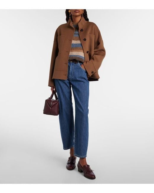 Max Mara Blue Masia High-Rise Barrel-Leg Jeans