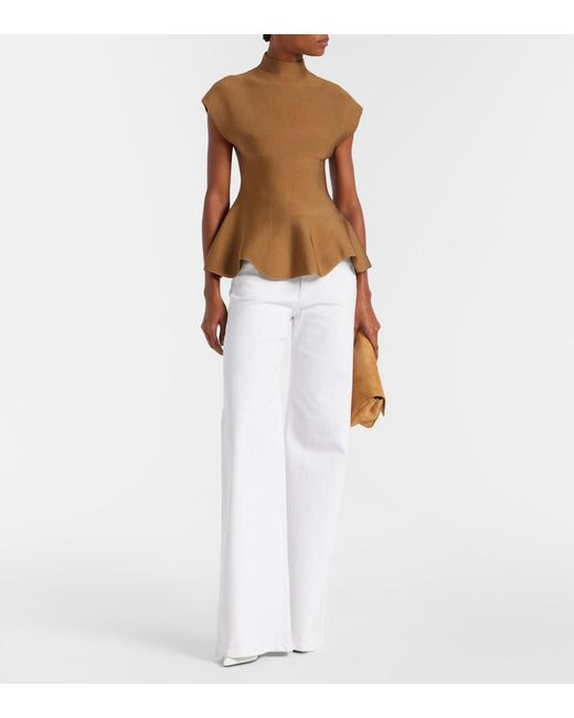 Khaite White Delmonico High-Rise Wide-Leg Jeans