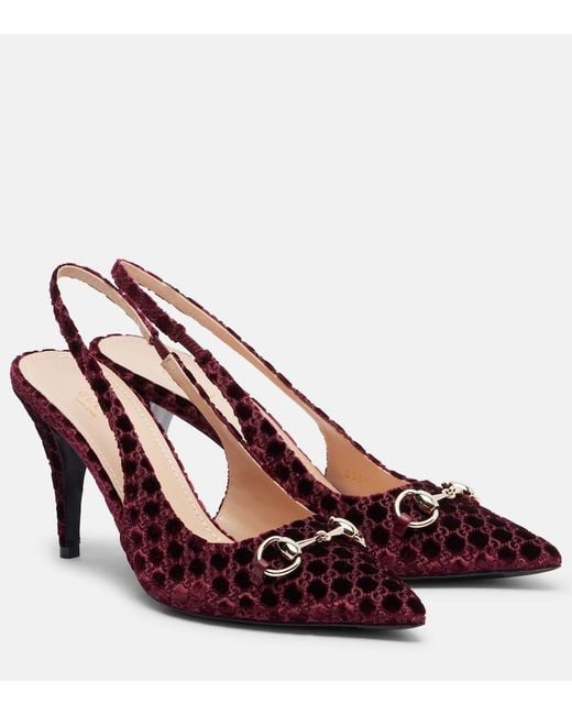 Gucci Red Slingback Pump With Horsebit, Size 34.5 It