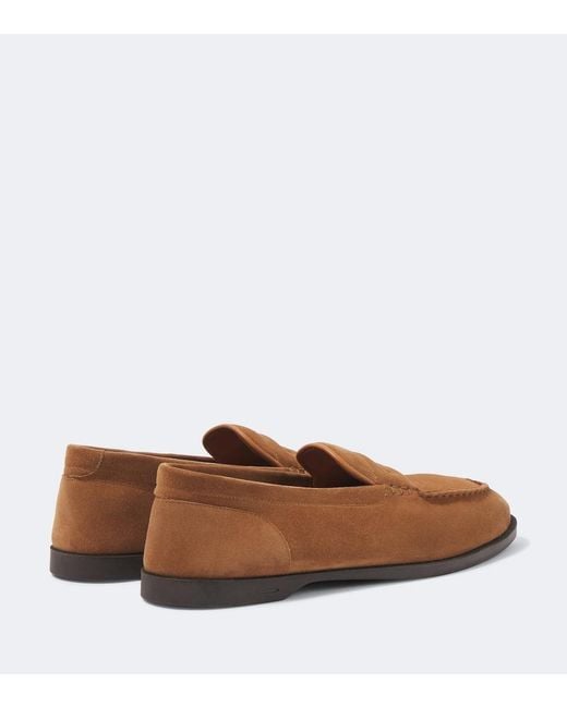 John Lobb Brown Pace Suede Loafers for men