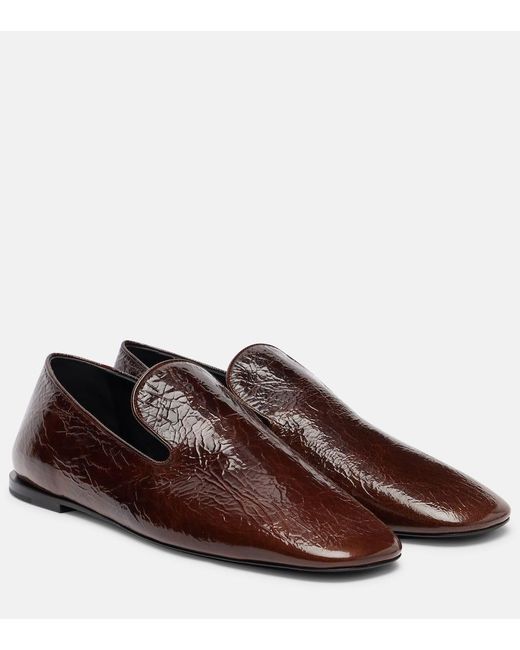 Jil Sander Brown Slip-Ons Aus Lackleder