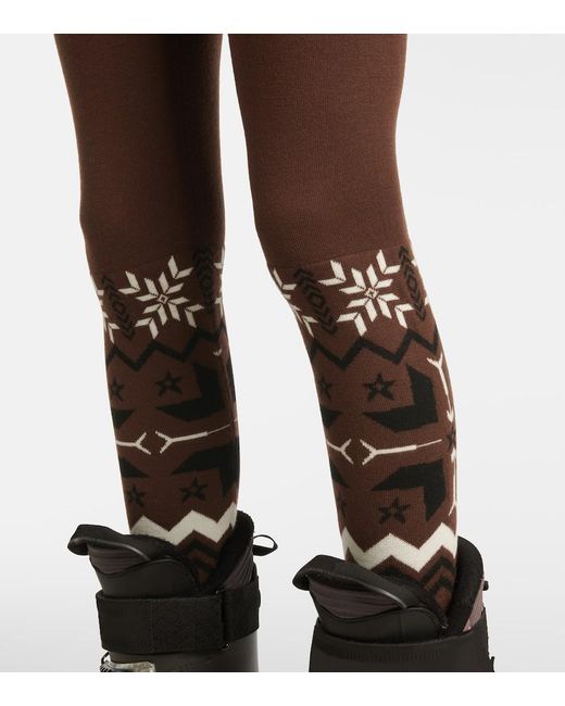 Perfect Moment Brown Nordic Intarsia High-Rise Wool Leggings