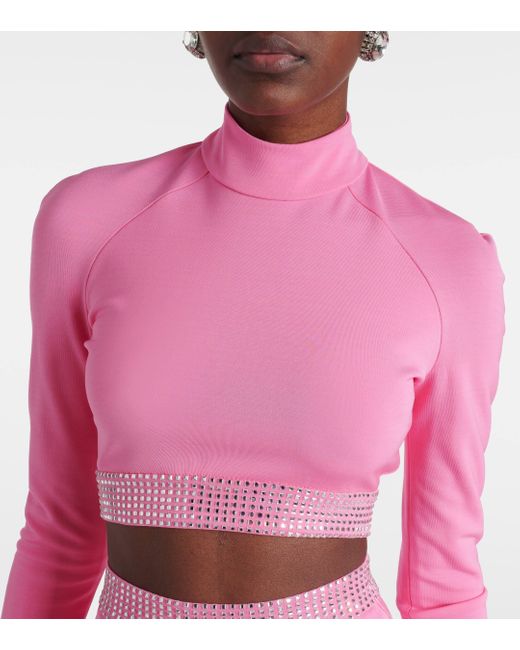 David Koma Pink Embellished Crop Top