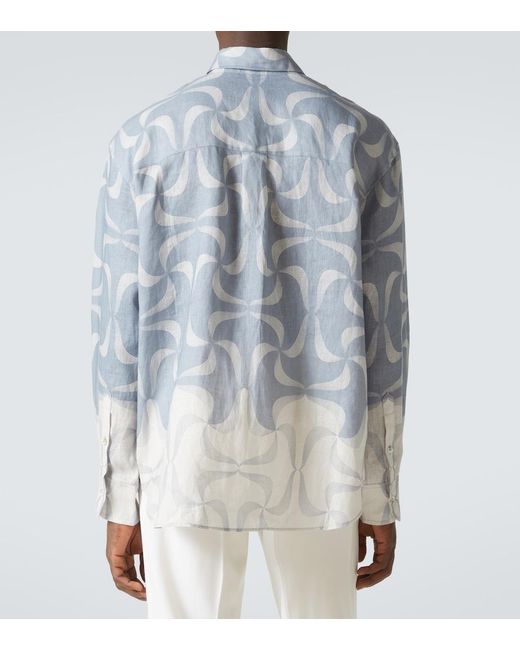 Commas Blue Mantra Printed Linen Shirt for men