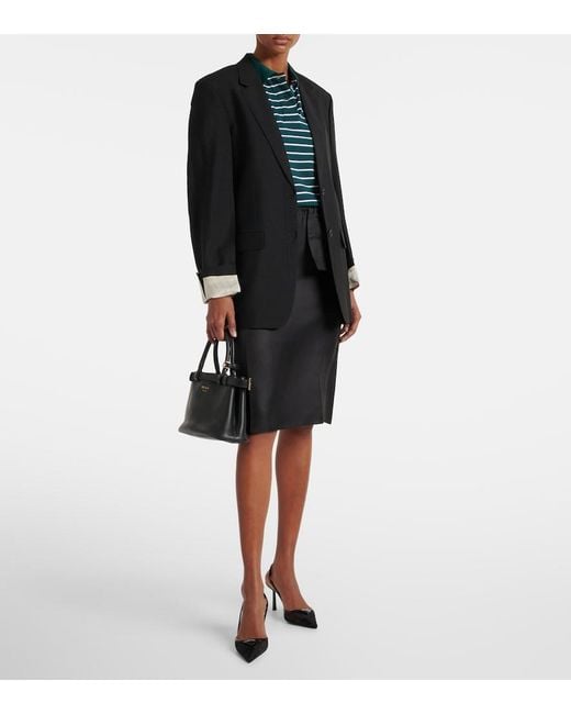 Prada Black Silk Twill Midi Skirt