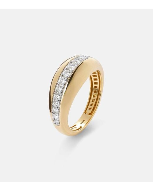 STONE AND STRAND White Pistachio 10Kt Ring With Diamonds