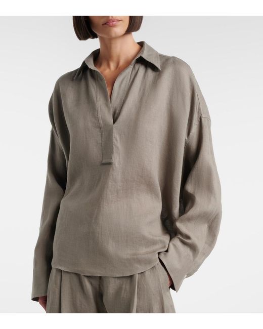 Brunello Cucinelli Gray Oversized Linen Shirt