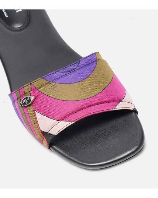 Emilio Pucci Multicolor Yummy Iride Silk Slides