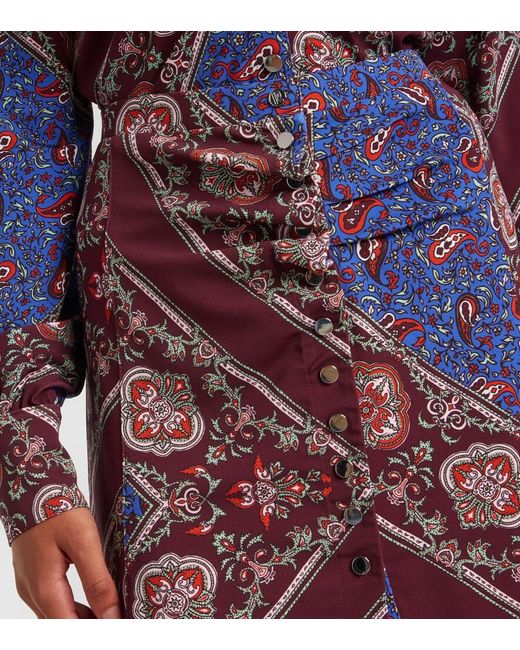 Rabanne Purple Gathered Paisley Printed Miniskirt