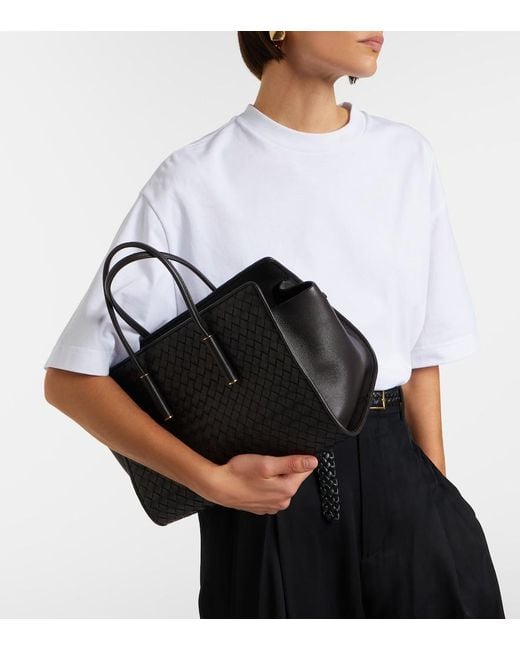 Bottega Veneta Black Barbara Small Intrecciato Leather Tote Bag