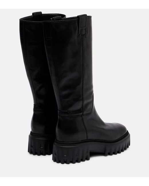 Hogan Black H700 Leather Mid-Calf Boots