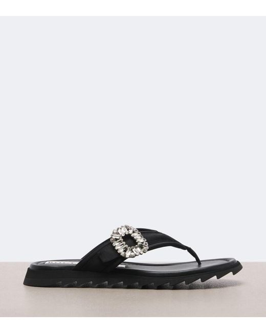 Roger Vivier Black Slidy Viv' Embellished Thong Sandals