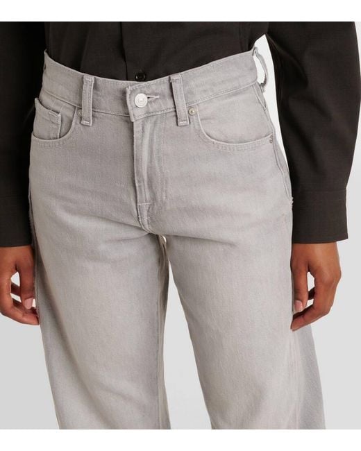 7 For All Mankind Gray Tess Mid-Rise Straight Jeans