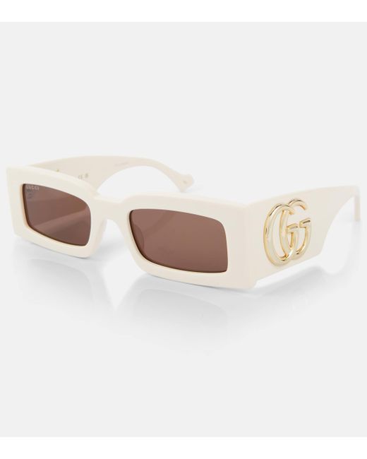 Gucci Natural Double G Rectangular Sunglasses