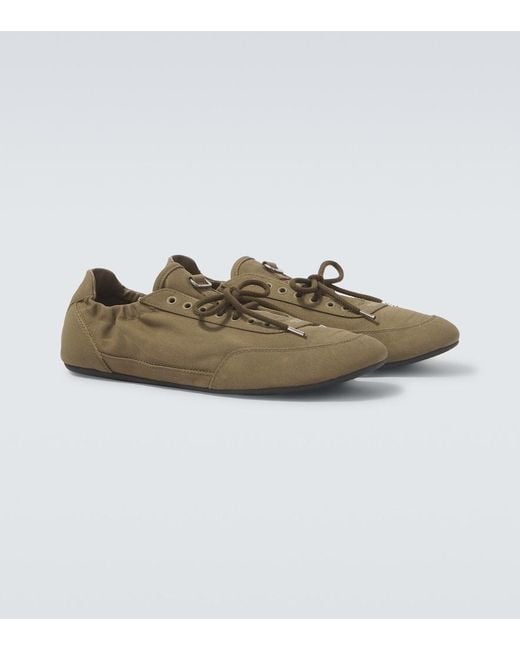 Prada Green Collapse Canvas Sneakers for men