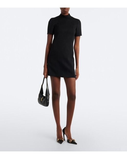 Gucci Black Wool Mockneck Minidress