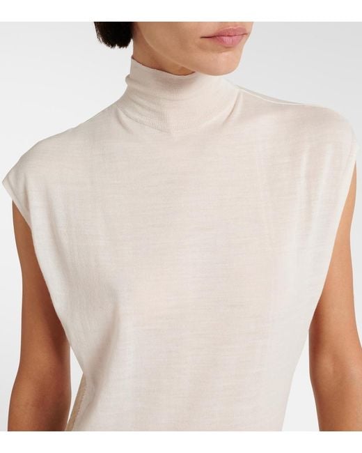 Alaïa White Turtleneck Wool Bodysuit