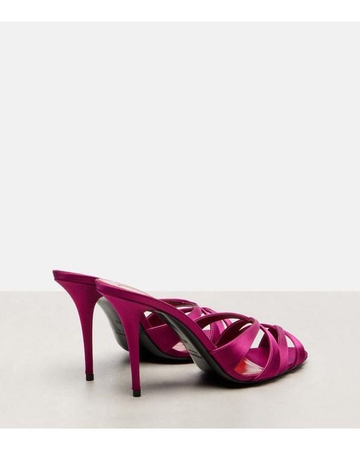 Saint Laurent Pink Crãªpe Satin Chandelle Mules Sandals