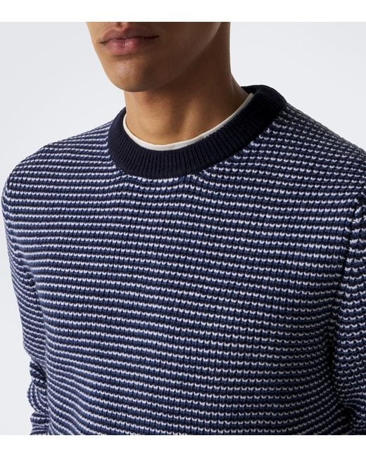 Lardini Blue Striped Wool And Cashmere Sweater for men