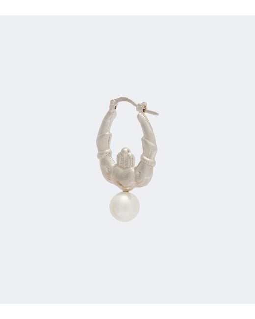 Simone Rocha White Faux Pearl Hoop Earrings