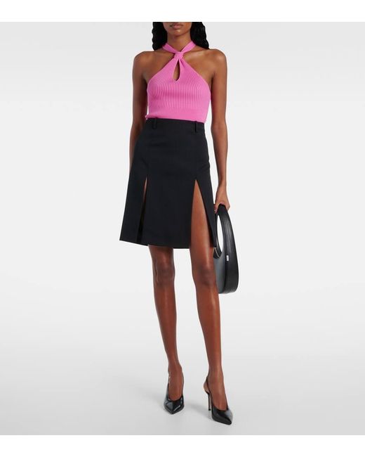 Jonathan Simkhai Pink Top Andrea Aus Rippstrick